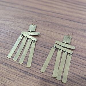 Anthropologie Gold Rectangle Chandelier Earrings